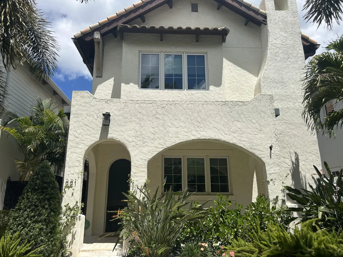 Florida house with white textured stucco