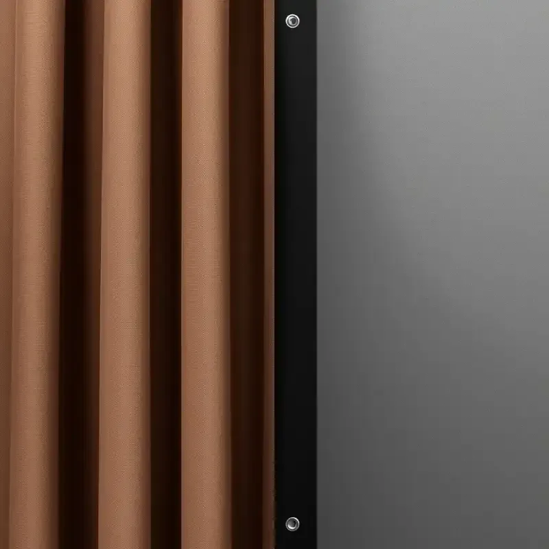 Close-up comparison of tension fabric and scrim vinyl materials used for event signage.