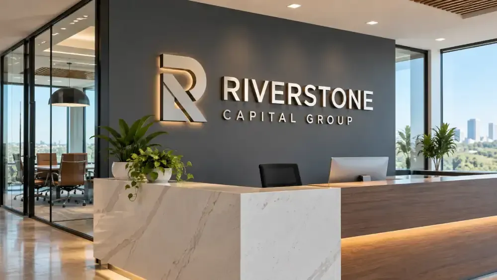 Modern office reception lobby sign in Dallas-Fort Worth