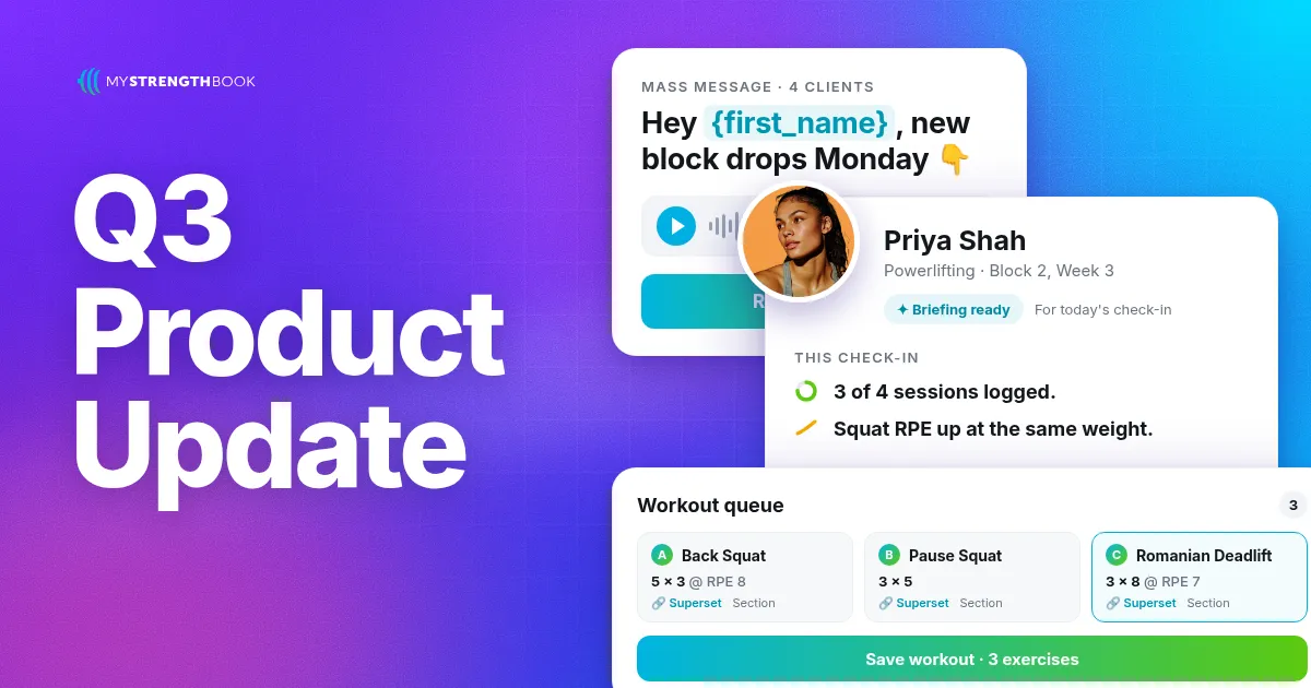 Q3 Product Update in MyStrengthBook