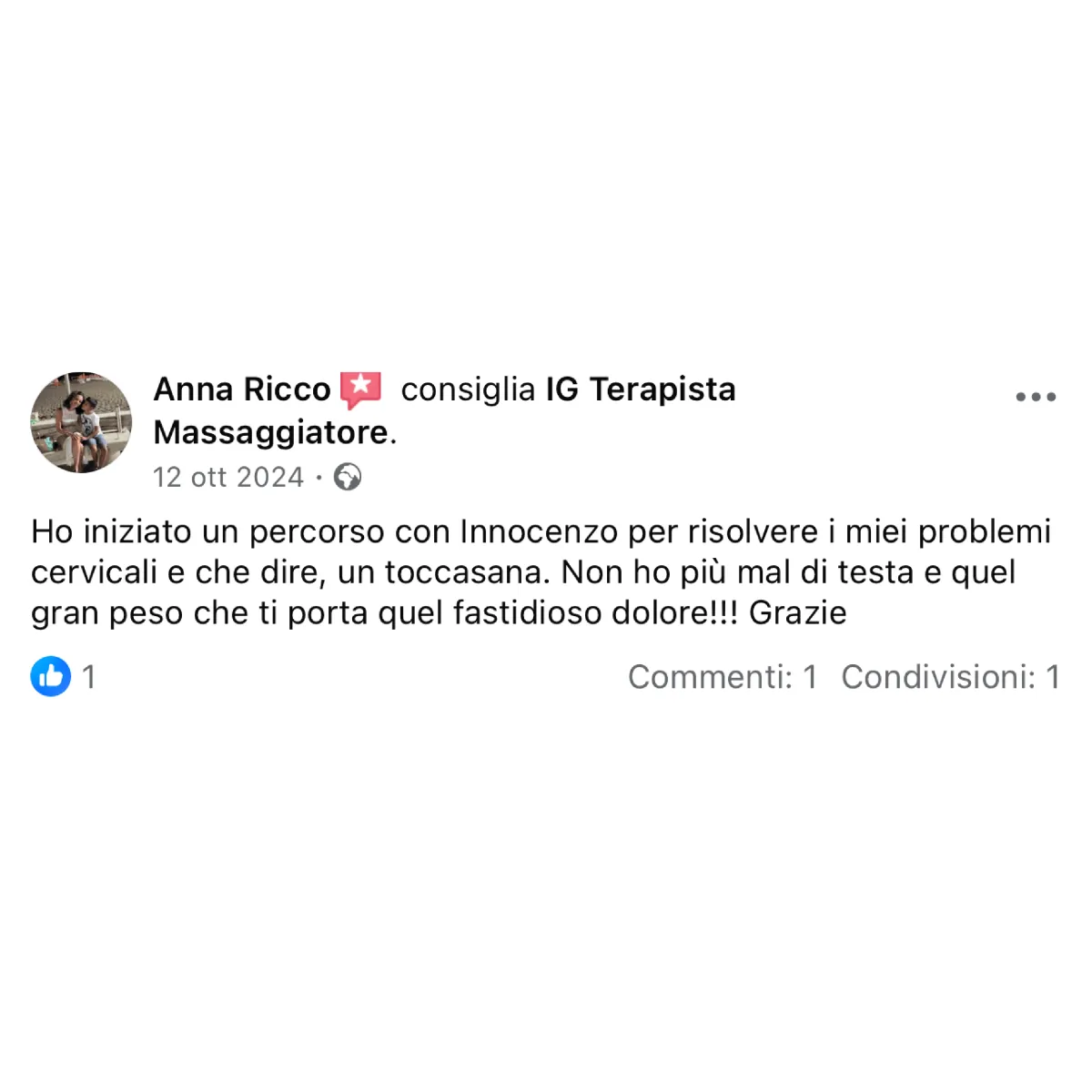recensione 1 Massaggiatore professionista a Stabio Innocenzo Giardino