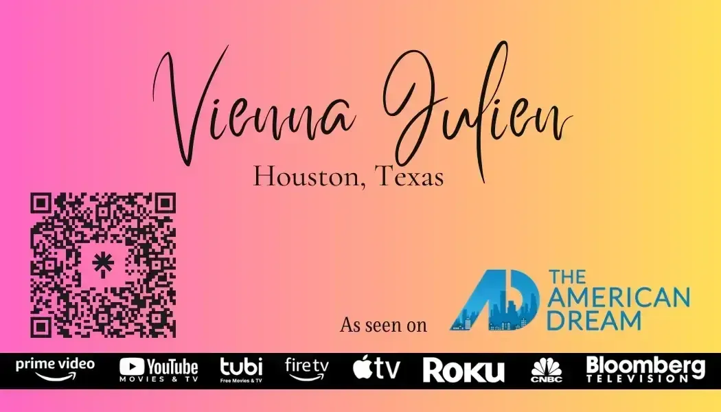 Front view of a two-story blue and brick suburban home with a large white garage and green lawn on a sunny day.