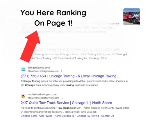 First page rank for tow trucks