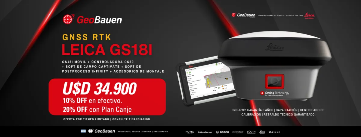Geobauen - Sistema GNSs LEICA GS18 + Controladora CS20