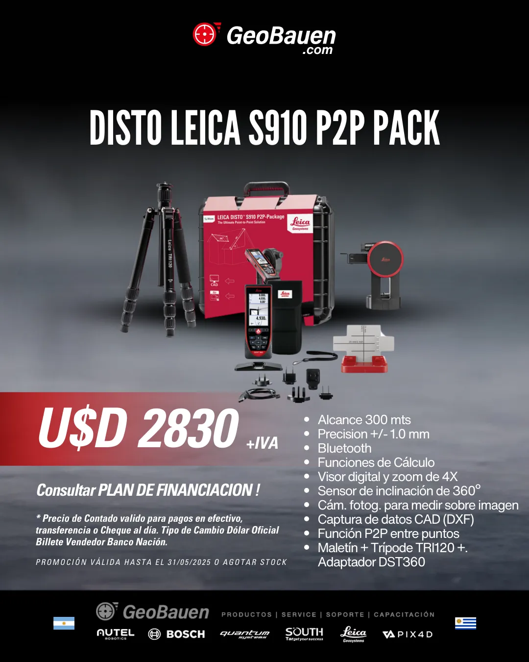 PACK S910 - 300 MTS + ZOOM + TOUCH + DXF + P2P
