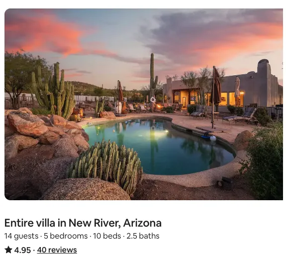 Airbnb listing of Sunset Trails