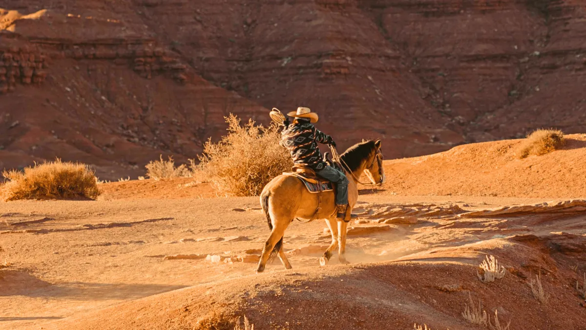 Horseback riding in desert