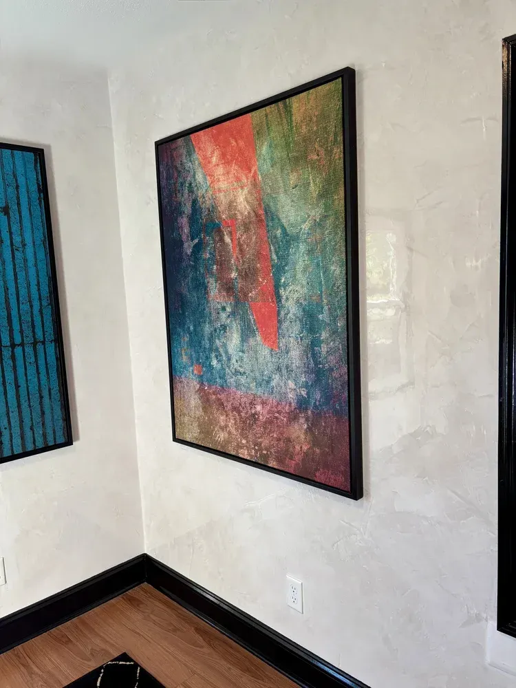 Hand-applied Venetian plaster wall finish in a modern St. Louis interior