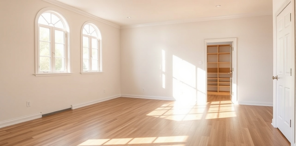 Woman mopping floor while listening to music.