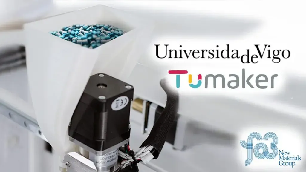 Universidad de Vigo utilizando una impresora 3D TUMAKER NX Pro de pellets para investigación.