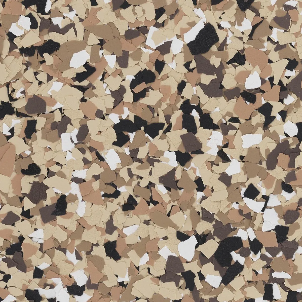 Warm-toned blend of brown, beige, and white flakes named Outback, ideal for a natural, earthy garage floor appearance