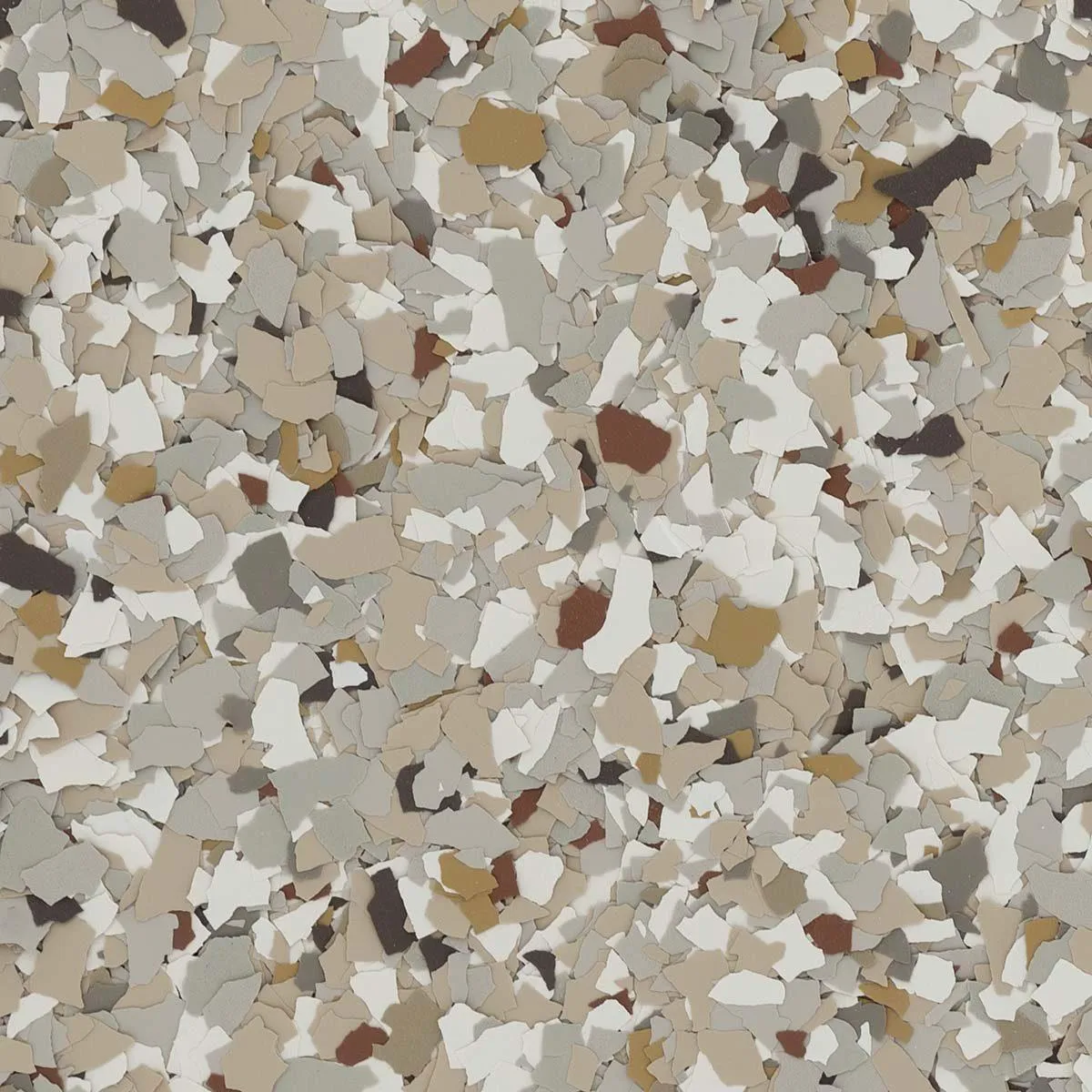 Creekbed flake blend with beige, tan, and brown hues, offering a natural, river stone-like appearance