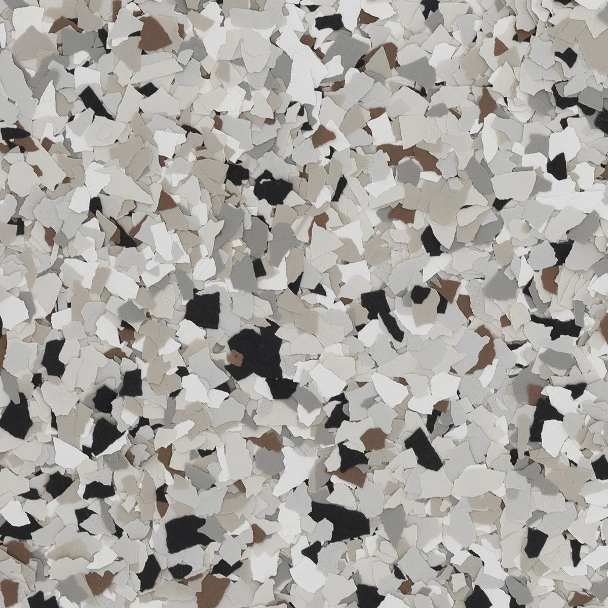 Coyote flake blend featuring a mix of gray, brown, and white, inspired by desert landscapes for a southwestern feel