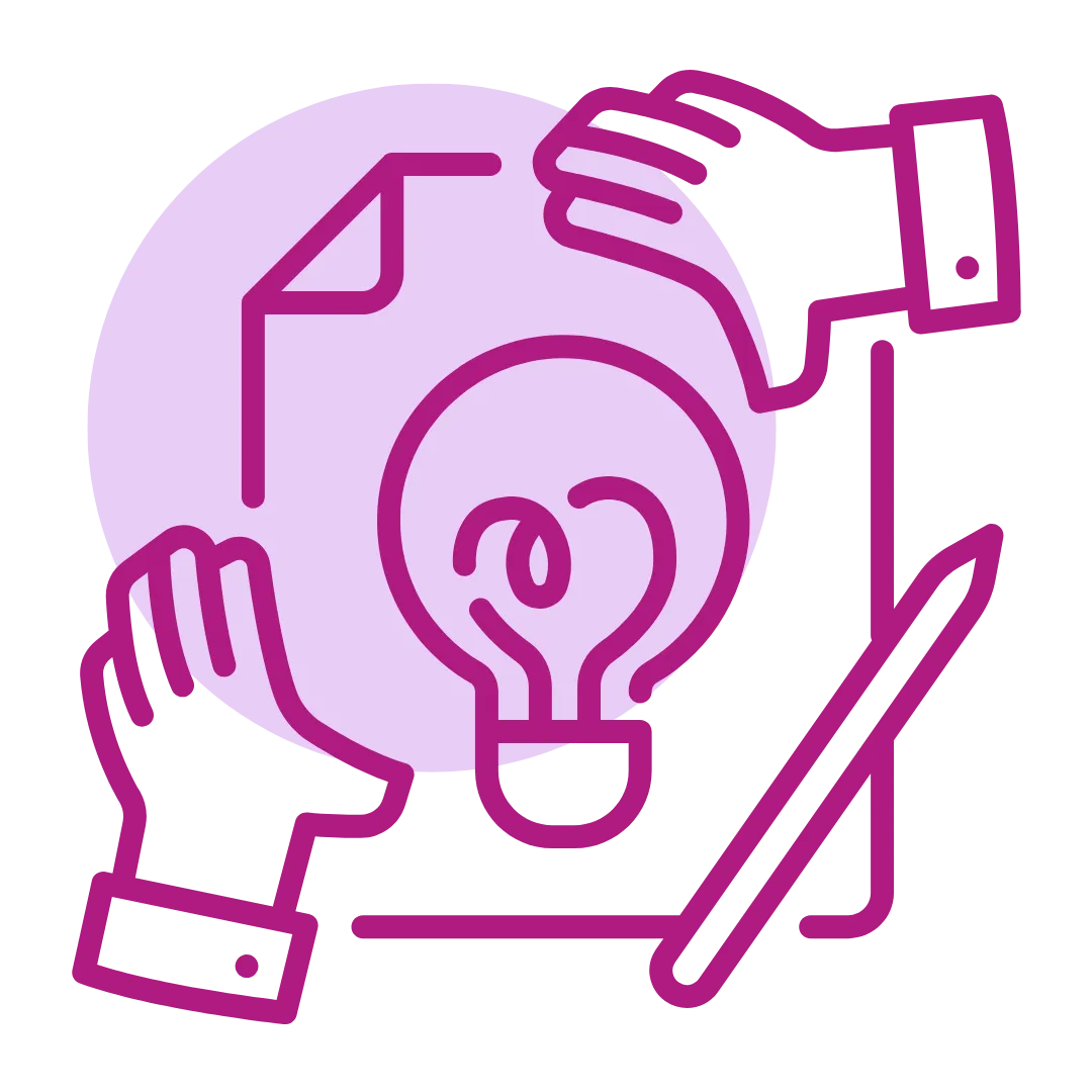 Hands crafting idea icon