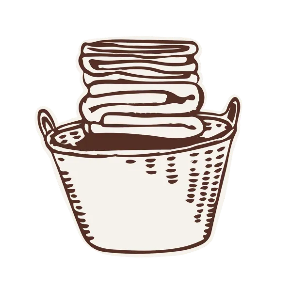 Illustration of folded laundry in basket — whole-home organizing services Shannon's Organizing Solutions Lake Havasu City AZ