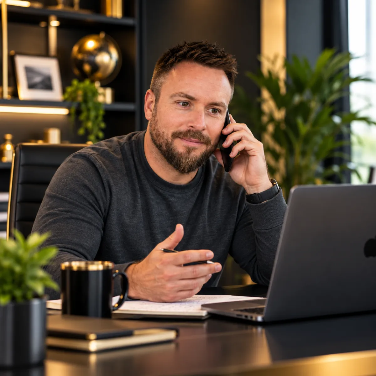Gym owner in action coaching and overseeing studio operations