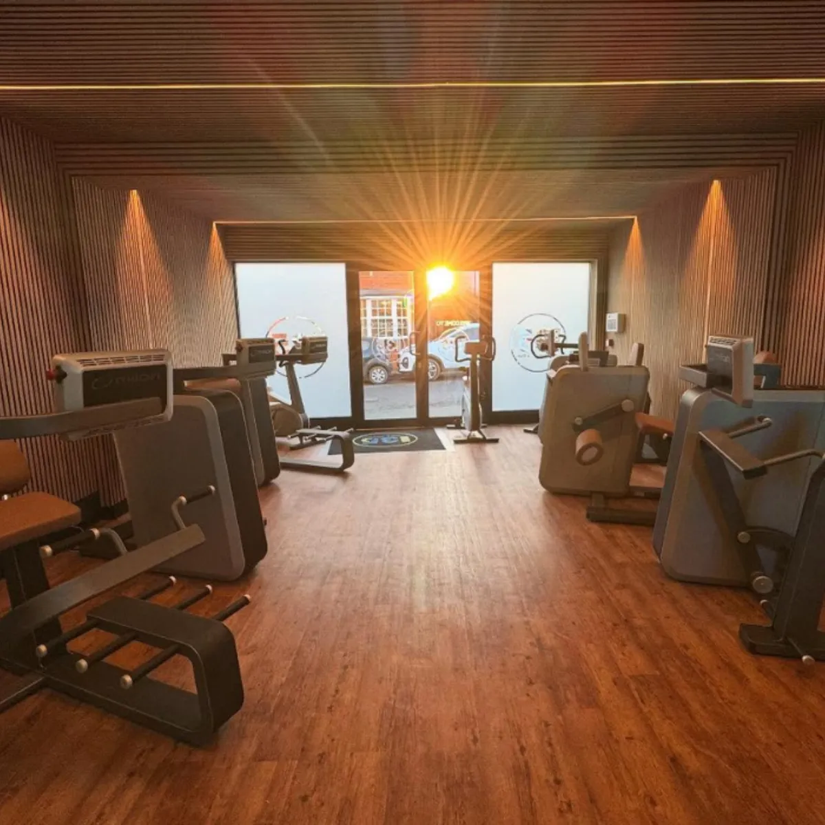 Modern and premium boutique fitness studio interior with training equipment