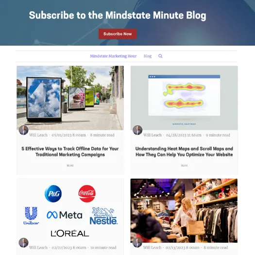 Mindstate Minute Blog page mockup