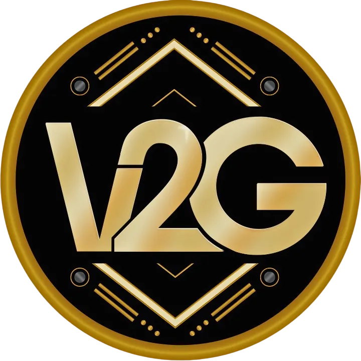 Vibes 2 Go Coffee logo featuring gold and black circular design for Midland Texas white coffee brand.
