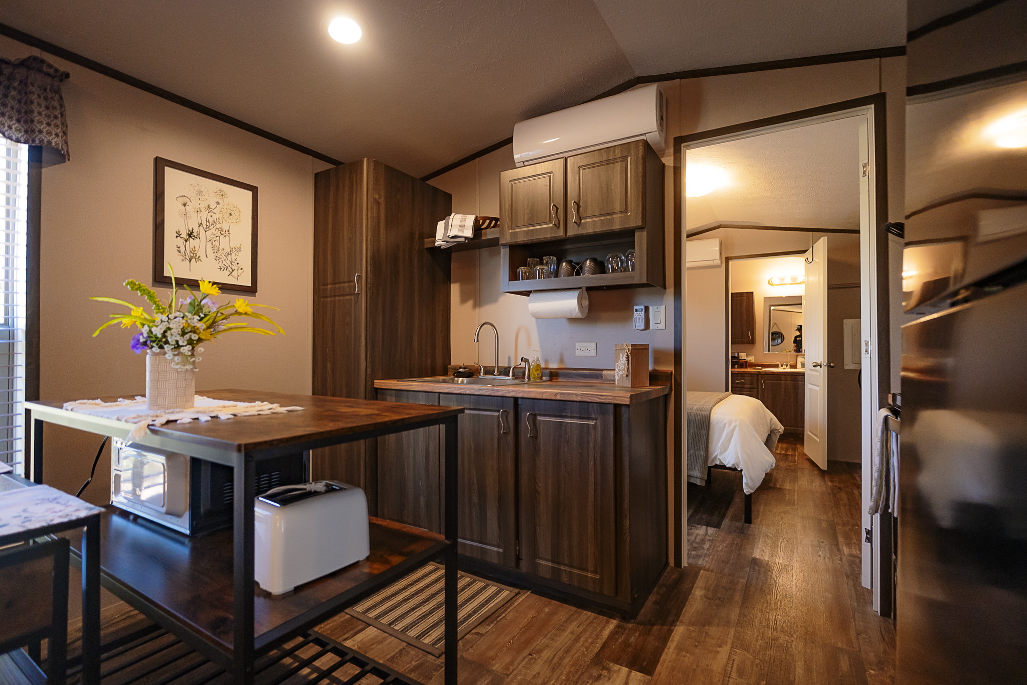 A peaceful retreat setting surrounded by trees