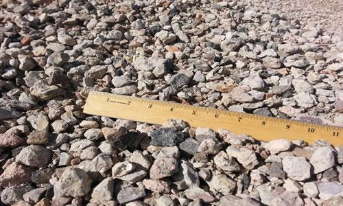 Angular crushed gravel stockpiled at Western Grade pit