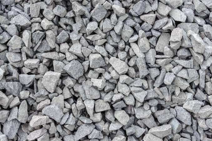Angular crushed gravel stockpiled at Western Grade pit