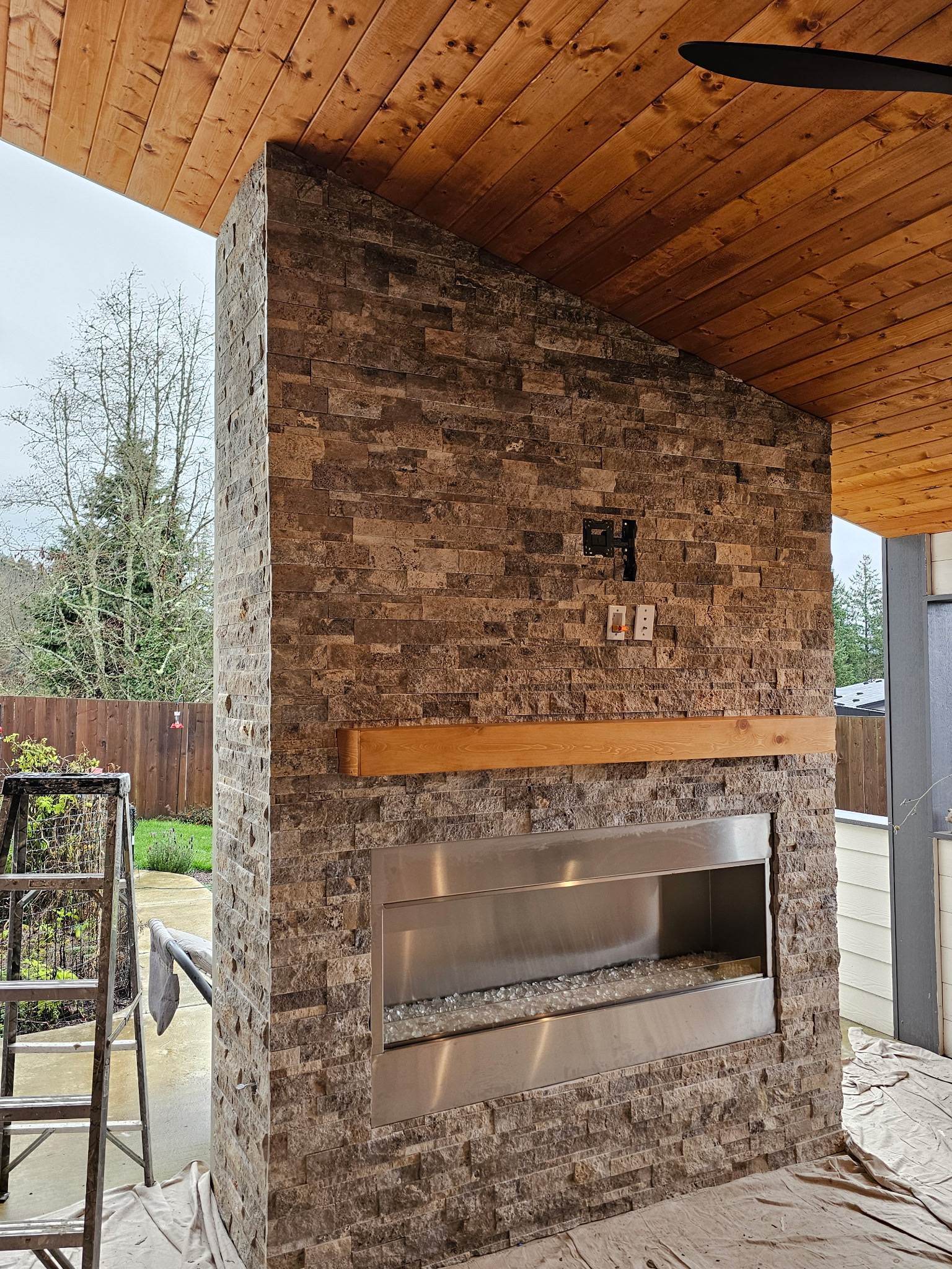 Elegant outdoor fireplace