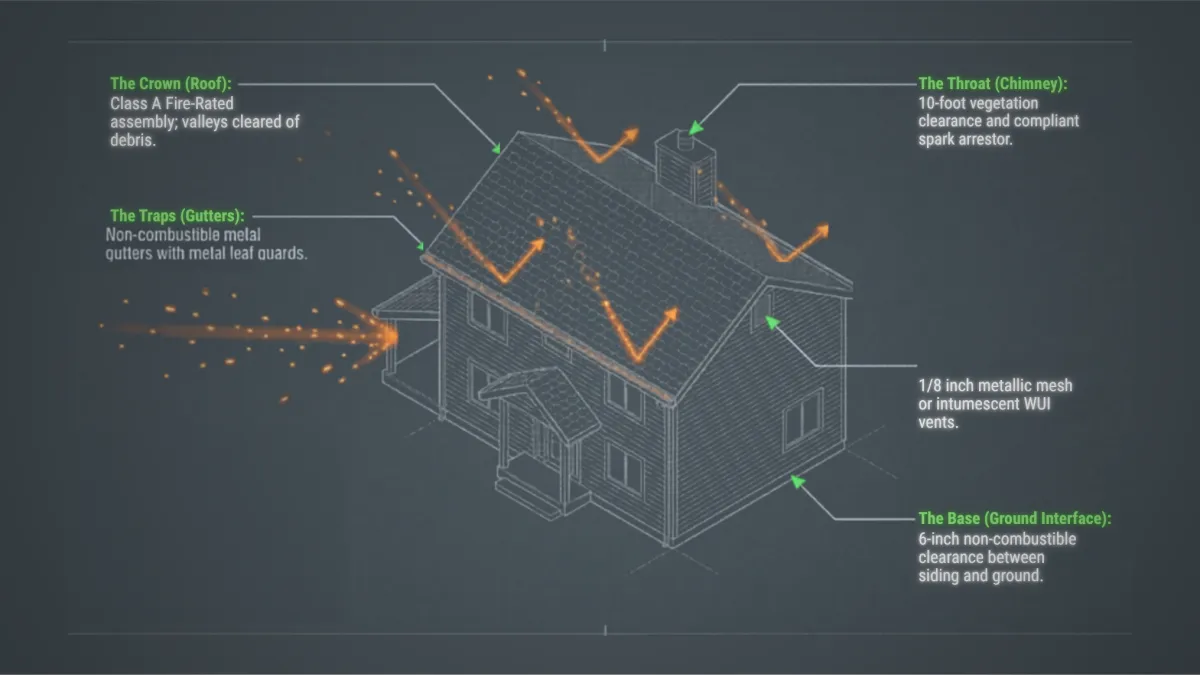 Blueprint of a house showing what an exterior inspection focuses on