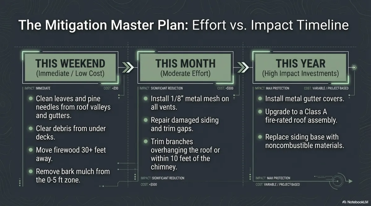 Homeowner's wildfire mitigation master plan chart