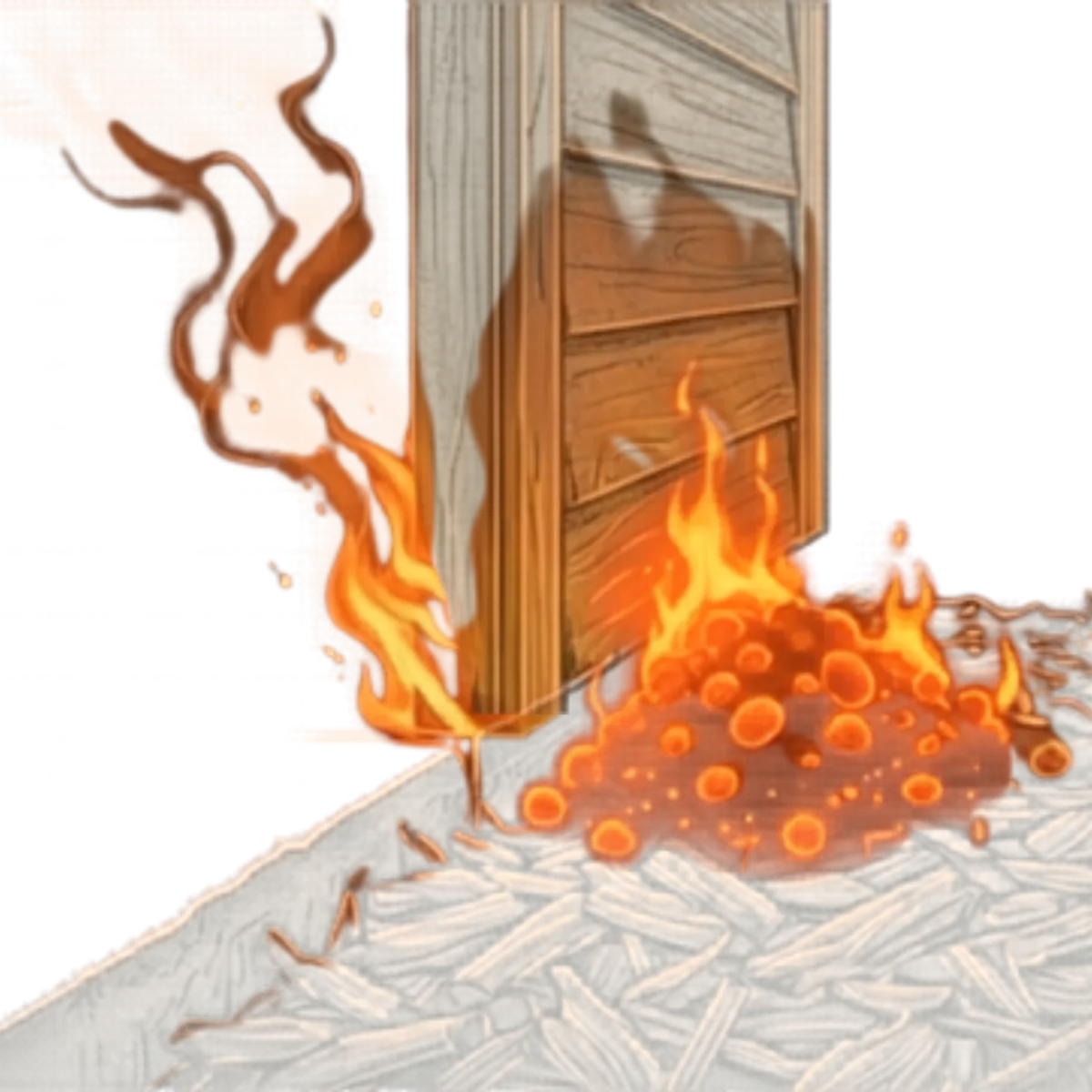 combustible siding catching fire from debris at base of home