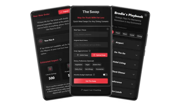 The Swap App meal adjustment tool for professionals by Brodie Giesbrecht, online fitness coach.