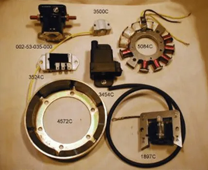 Cuyuna 690L-70 engine ignition and charge components with ignition module for 460F-35 engine