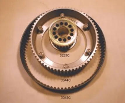 2si cog belt reduction drive parts with upper shaft, bearings, and complete unit options