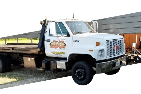 Zerkle Diversified Enterprises delivery truck providing power equipment service in Flat Rock Illinois