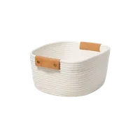 13" Decorative Coiled Rope Square Base Tapered Basket Small Cream - Brightroom™