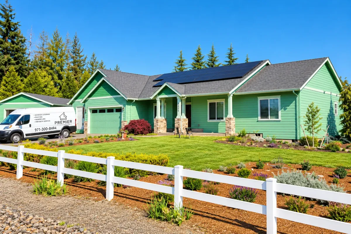 House exterior painting on a clear summer day