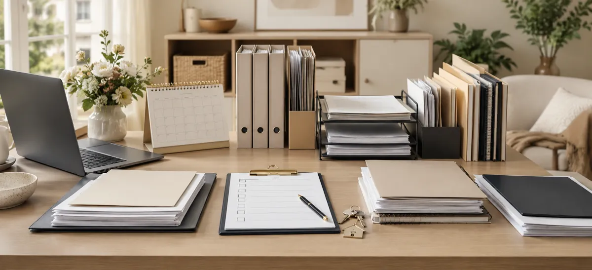 Organized virtual transaction coordination service folders and checklist