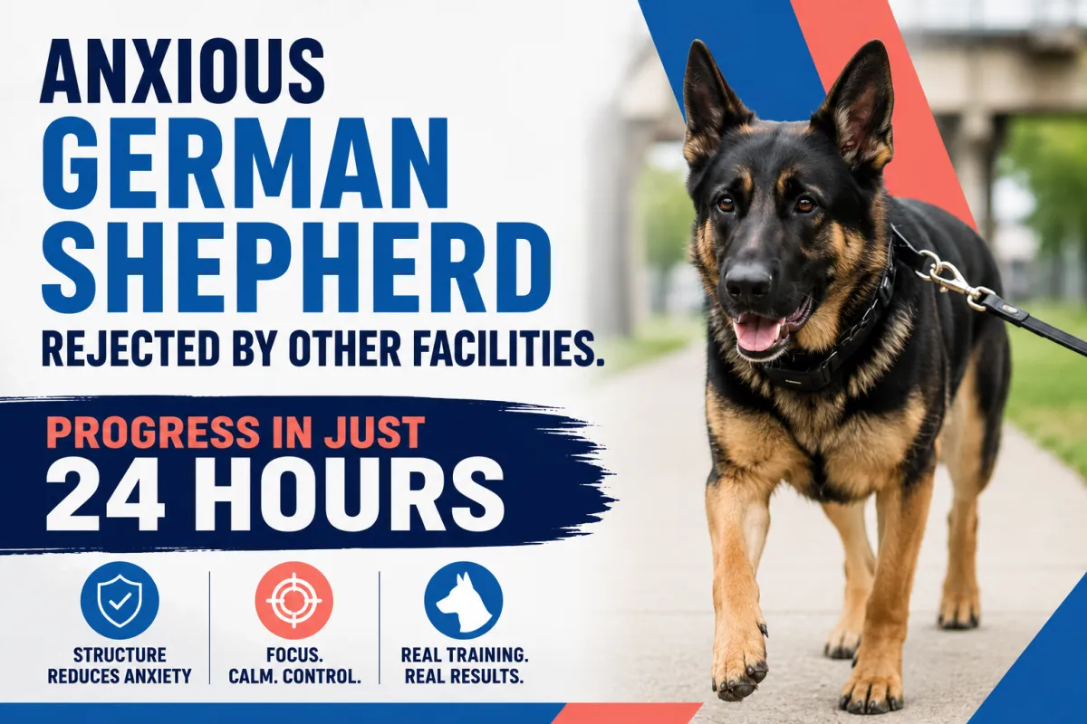 Anxious German Shepherd Rejected By Other Daycare & Boarding Facilities Shows Progress In 24 Hours