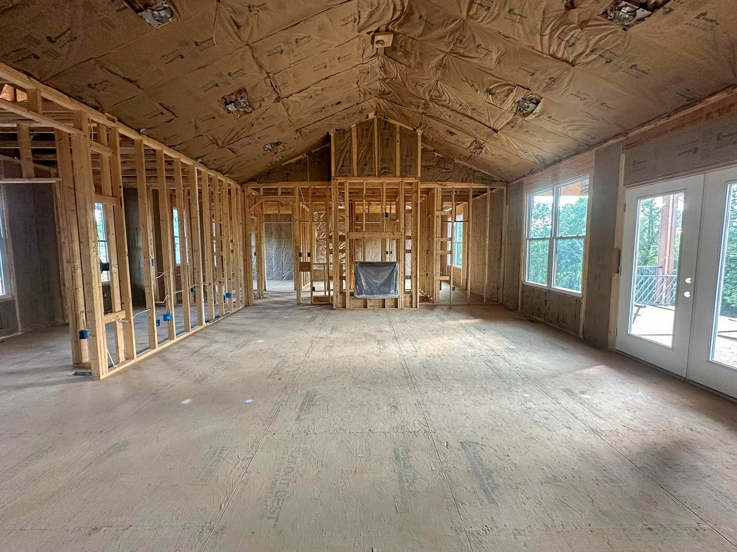 Interior framing and insulation during custom home construction in Greater Cincinnati area