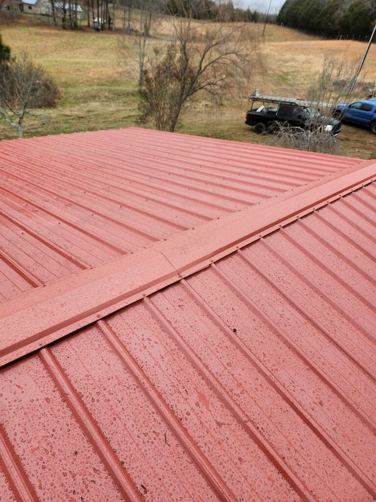 Close detail of a Tuff-Rib Residential Metal Roofing panels on  roof