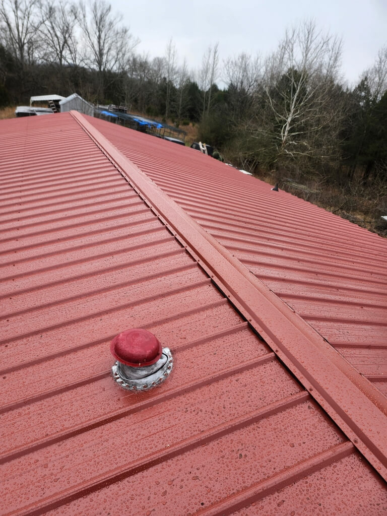 Close detail of a Tuff-Rib Residential Metal Roofing panels on  roof