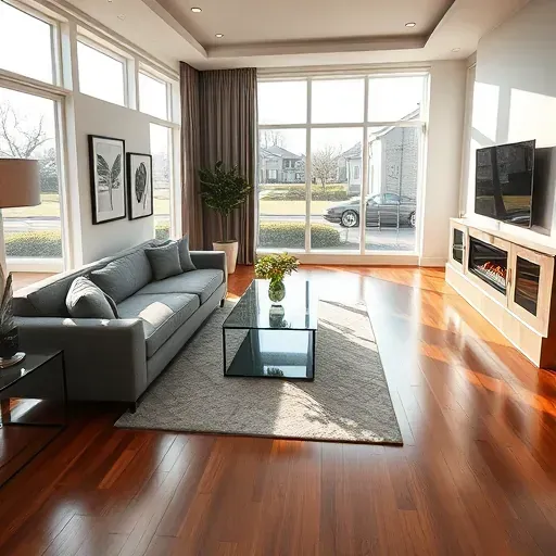 Modern living room remodeling in Middletown, OH featuring elegant furniture, natural lighting, and polished hardwood floors.