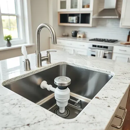 Completed stainless steel garbage disposal installed in a modern kitchen with granite countertops and sleek fixtures in West Chester Ohio