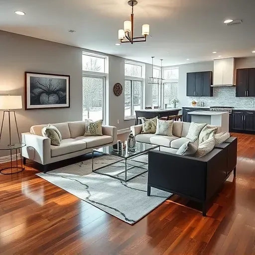 Modern Monroe OH living room remodel with stylish furnishings, soft colors, and natural light for a luxurious feel.