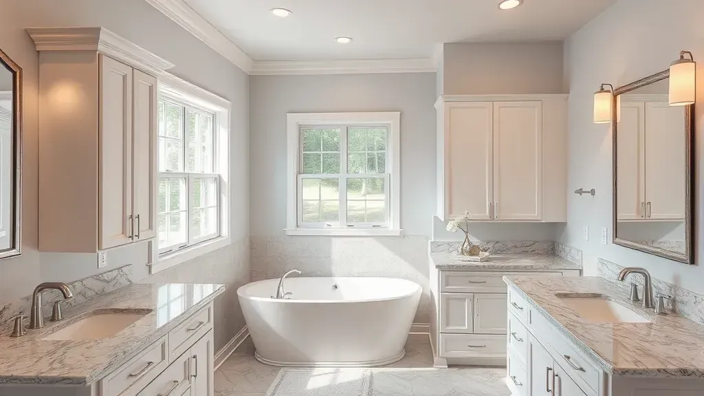 Bathroom cabinet installation projects in West Chester Township OH showcasing modern designs and professional workmanship