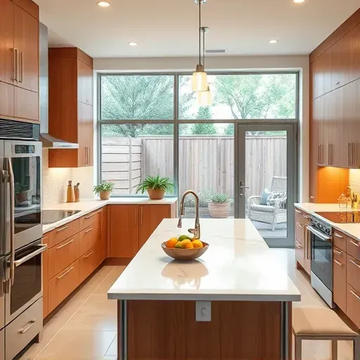 Renovated kitchen in West Chester Township with wood cabinetry, stainless steel appliances, marble island, and natural light.