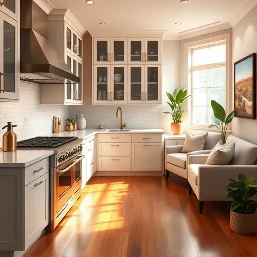 Modern kitchen remodel in Ross Township OH featuring stainless steel appliances, marble countertop, and custom cabinetry.