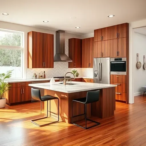 Modern West Chester kitchen with sleek cabinetry, marble countertops, hardwood floors, and stainless appliances.