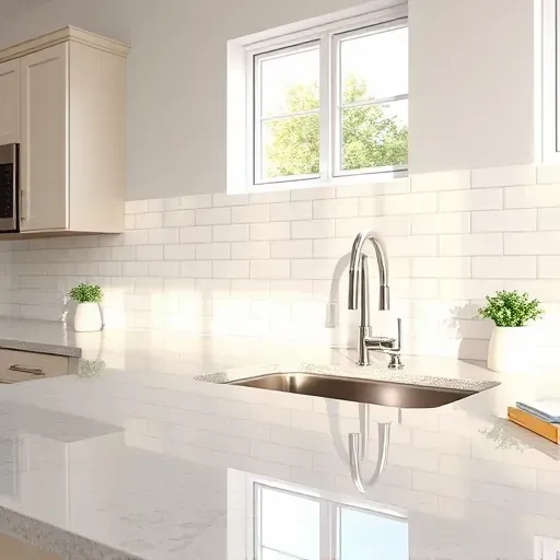 Polished glossy subway tile backsplash in a modern West Chester Ohio kitchen with sleek countertops and stainless steel appliances
