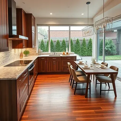 Modern kitchen renovation in Middletown OH features granite countertops, stainless steel appliances, and custom cabinetry.